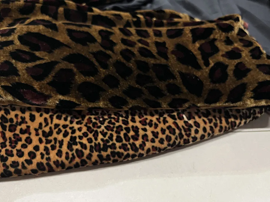 Designer Cloth Silk Velvet Clothing Fabric Wild Leopard Print Silk Warp-Knitted Velvet Fabric 2 Colors Cheongsam Dress
