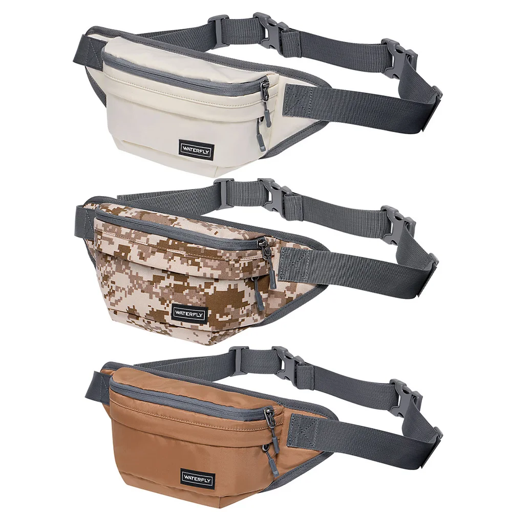 WATERFLY Fanny Pack สําหรับผู้ชายผู้หญิงกันน้ําขนาดใหญ่เดินป่าเอวกระเป๋าแพ็คพกพาโทรศัพท์ทั้งหมดสําหรับวิ่งเดินเดินทาง