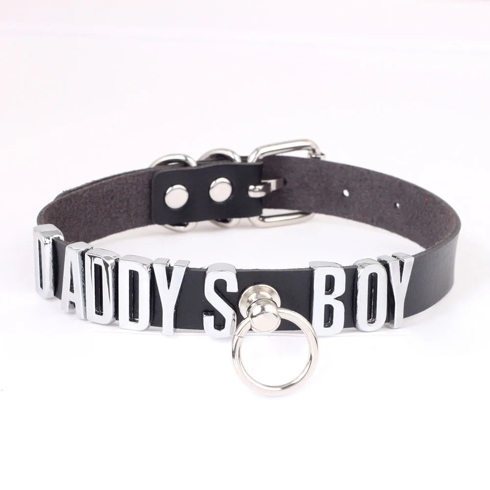 

Personalized Custom Customized Necklace Gothic Letter Chocker Pu Leather Collar Punk Gift DIY Cosplay Choker
