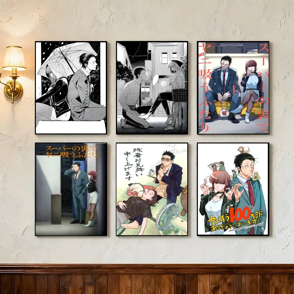 Manga Smoking Behind Supermarket Poster Wall Art Poster Prints Home Wall Decor Gift for Living Room, Bedroom Bar & Parlor