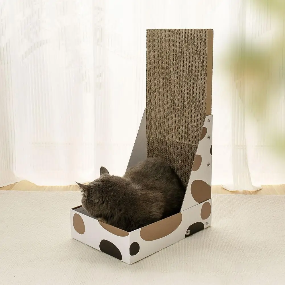 Cat Scratch Box with Sleeping Area L-shaped Cat Scratcher Vertical L-shaped Cat Scratching Board with Box Indoor for Cats