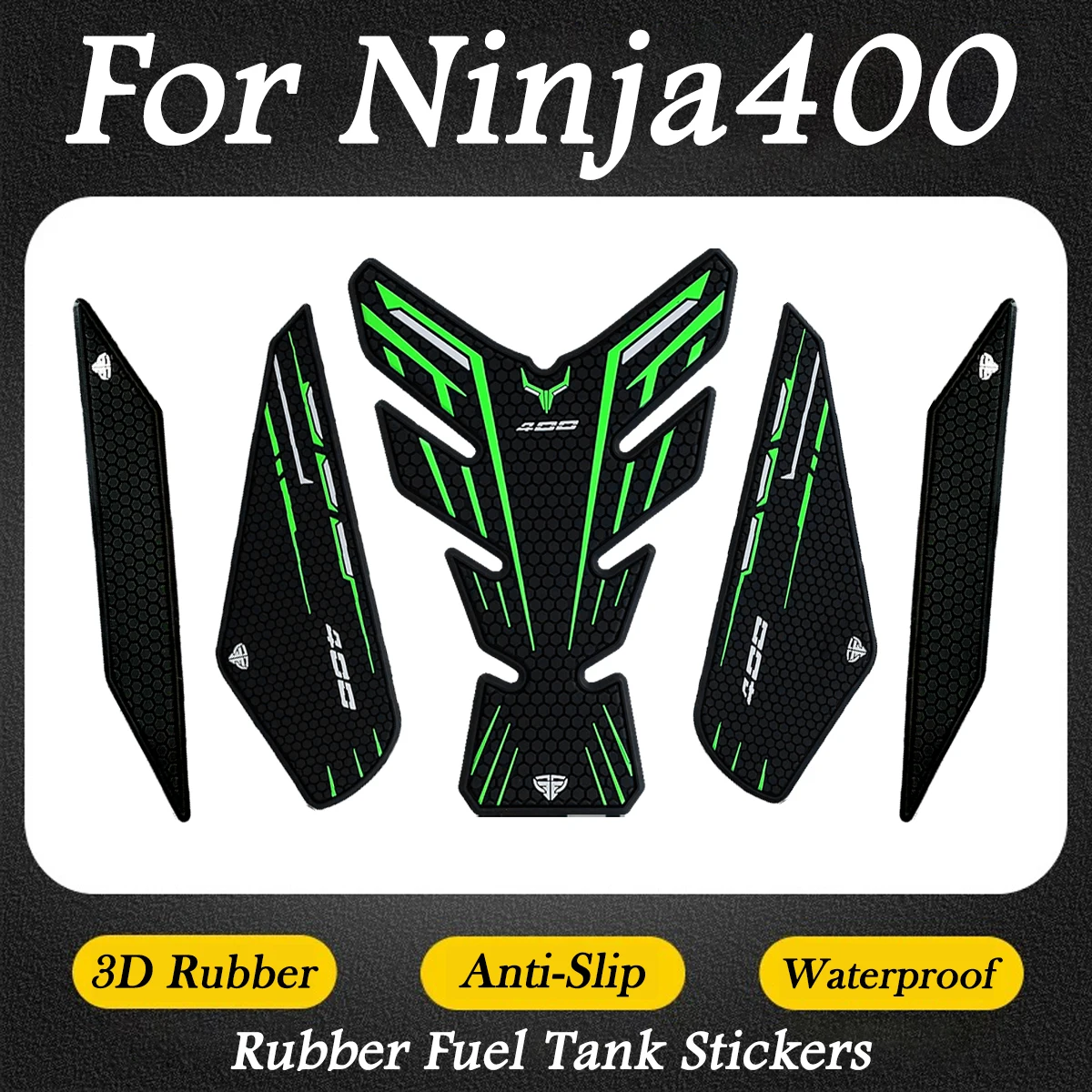 

3D-наклейки из резины для топливного бака мотоцикла, противоскользящие защитные наклейки для спортивных мотоциклов, аксессуары для Ninja 400 19-24