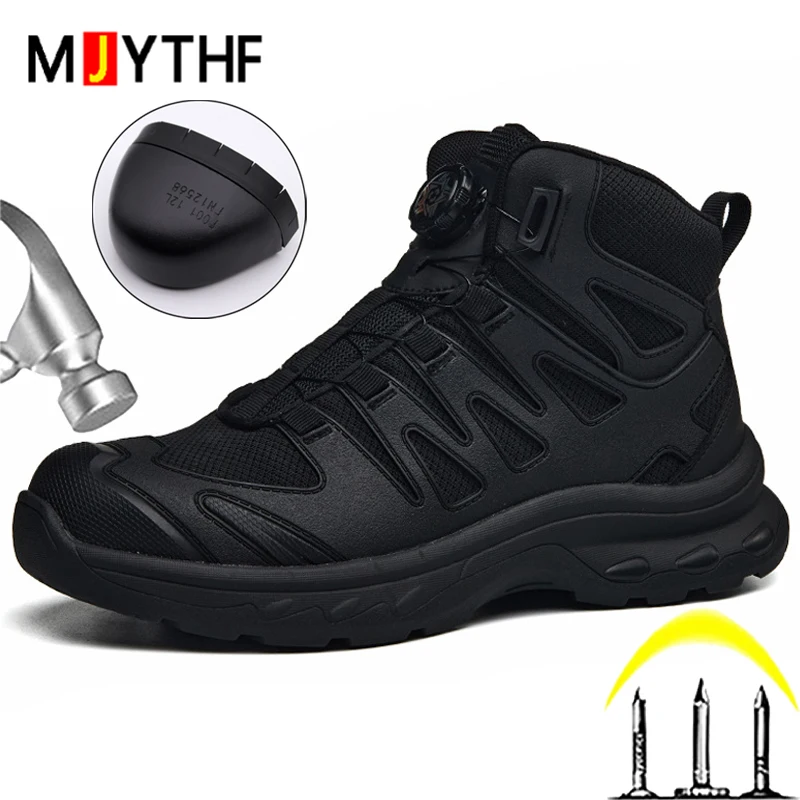 

Rotating button Men Safety shoes Non-slip Work Boots Steel toe shoes Puncture-Proof Security Boots Protection Shoes Men Boots