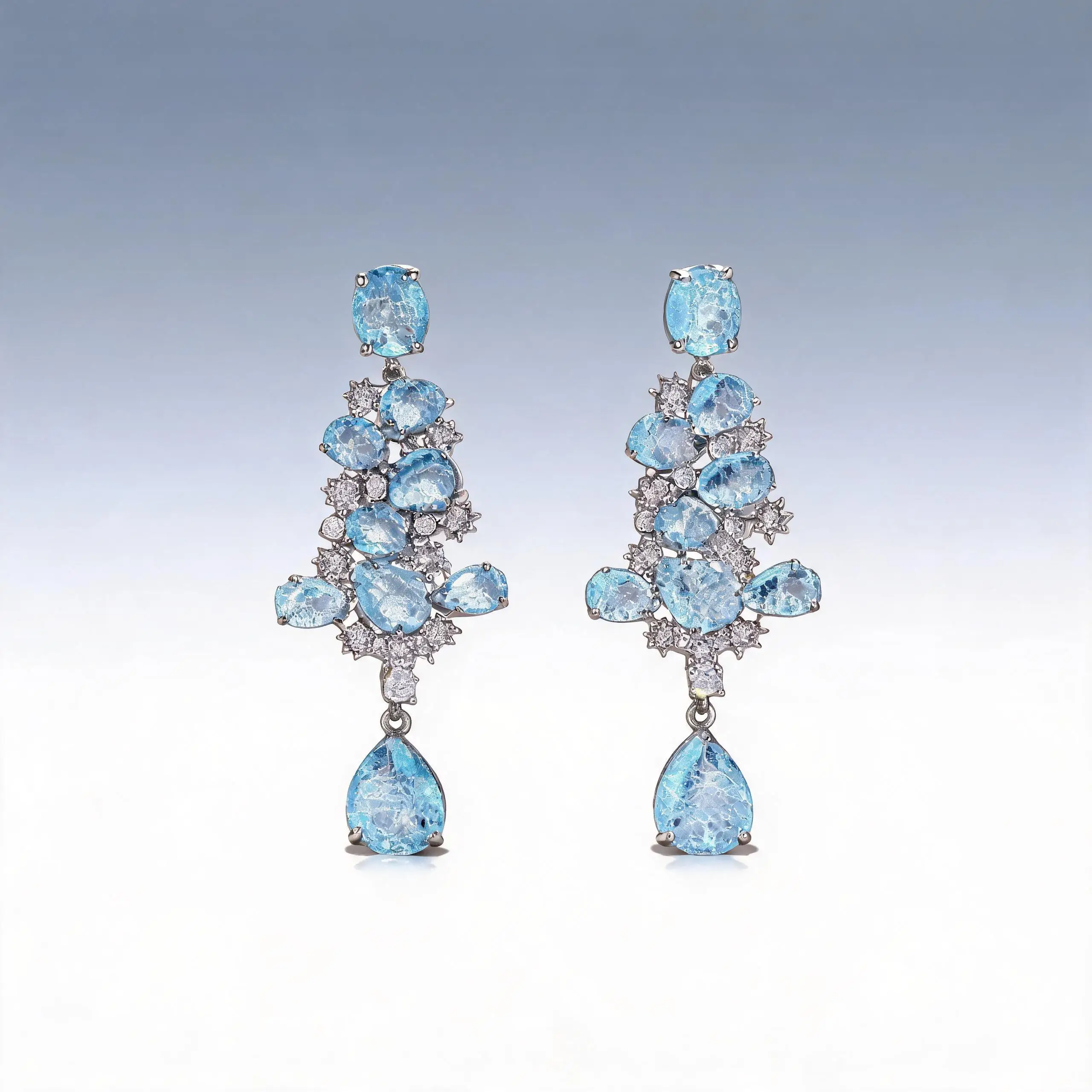 Star Crystal Earrings Elegant Cubic Zirconia Earrings 925 Silver Post Earrings Long For Women Friend Gatherings Daily Wear