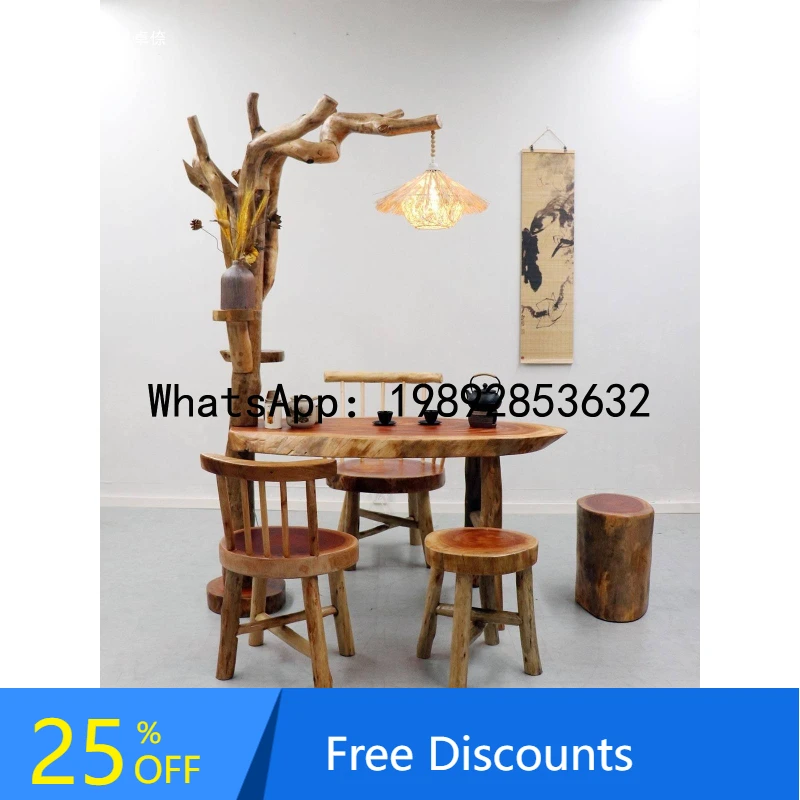LX  Root Carving Tea Table Tree Root Dual-use Natural Irregular Tree Stump Integrated Root Carving Tea Table for Home Use