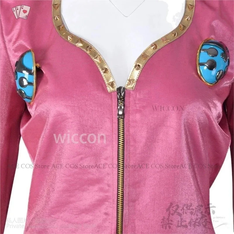 NewJO Cosplay Anime Golden Wind Costume Giorno Giovanna Sexy Bra Underwear Pink Uniform Top Pants Wigs Props Halloween ANime2025