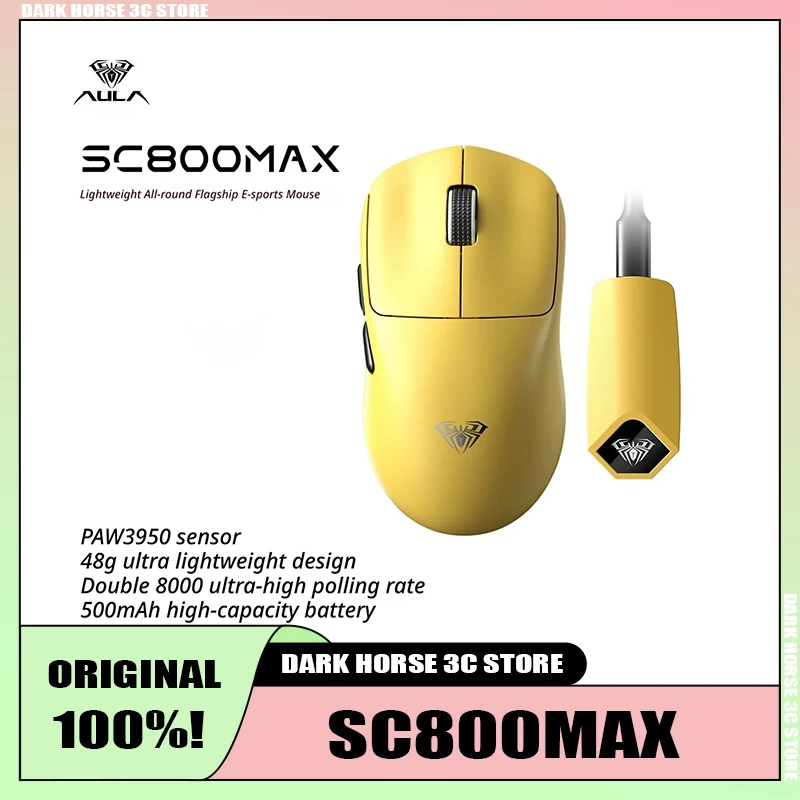 

AULA SC800MAX Gaming Mouse 48g E-sports Mouse PAW3950 Sensor 3Mode Ergonomic Design 8000Hz Polling Rate Mouse PC Accessories Set