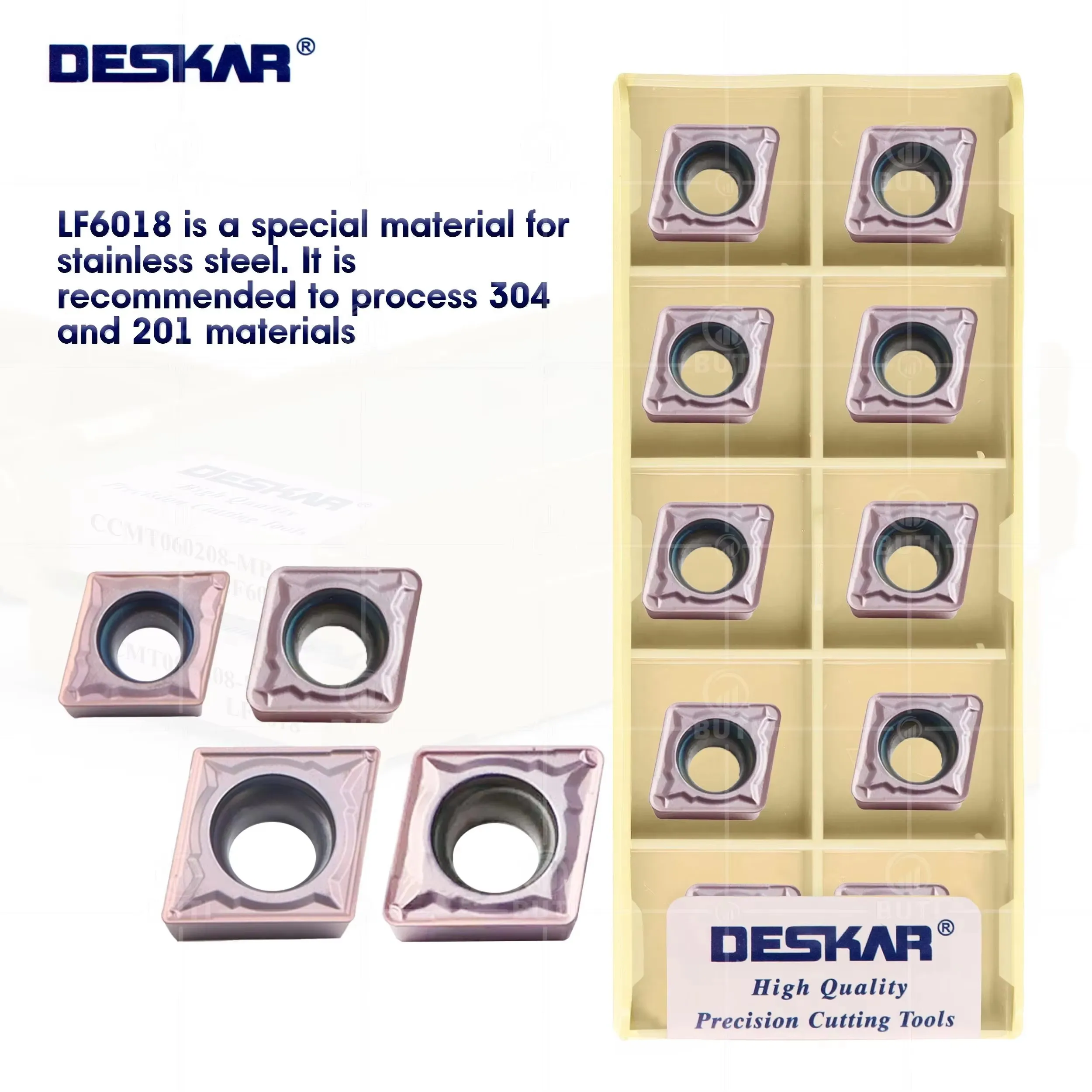 

DESKAR 100% оригинальные лезвия для токарных станков с ЧПУ CCMT060204 CCMT060208 CCMT09T304 CCMT09T308-MP LF6018 Вставка для внутреннего токарного инструмента с ромбом