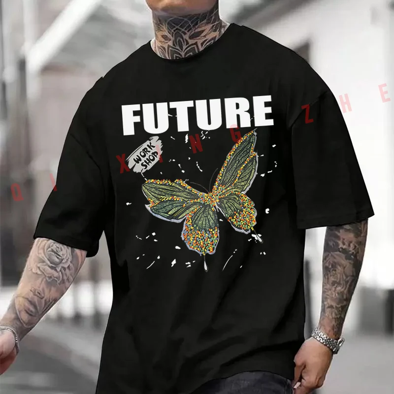 

Future Graphic Design Motorcycle Printed T-Shirt Men's Fashion Short Sleeve Exquisite Design Essential Top Tees