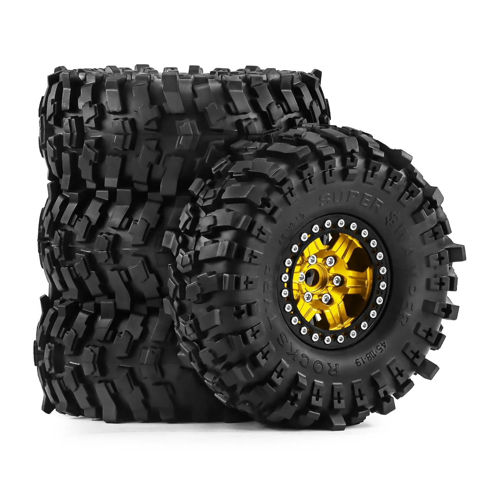 4PCS Metal Beadlock Wheel Tire Set 1.9