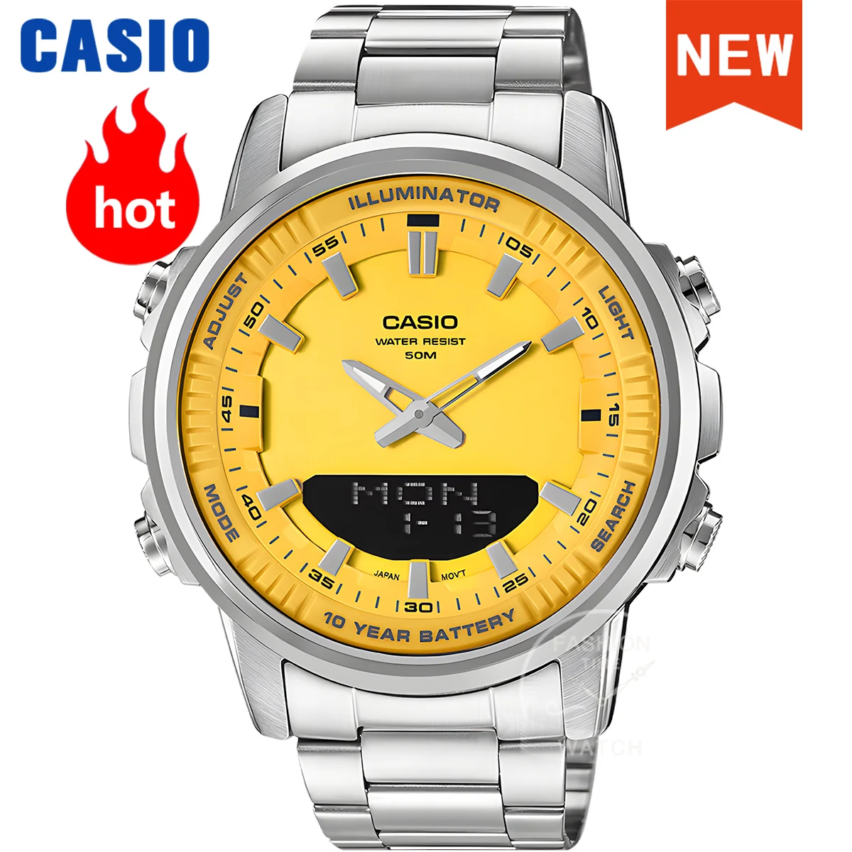 Relógios casio para homens, conjunto de luxo de marca superior, ponteiro LED, display duplo, à prova d'água, relógio militar, série amw-880