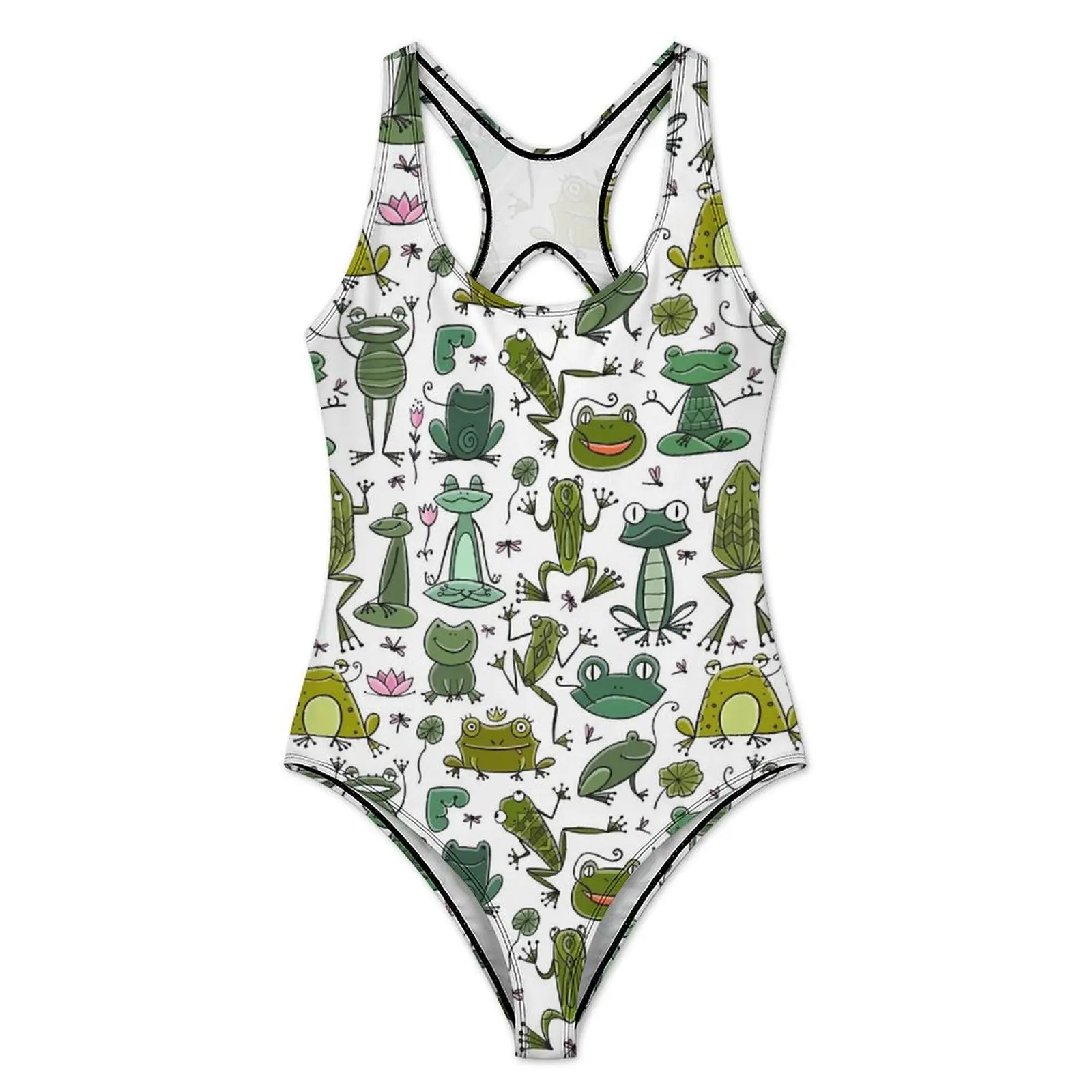 Frog Family Swimsuit Cute Funny Animal Push Up Swimwear One Piece Fitness Monokini Swimsuits Sexy Beach Outfits Large Size