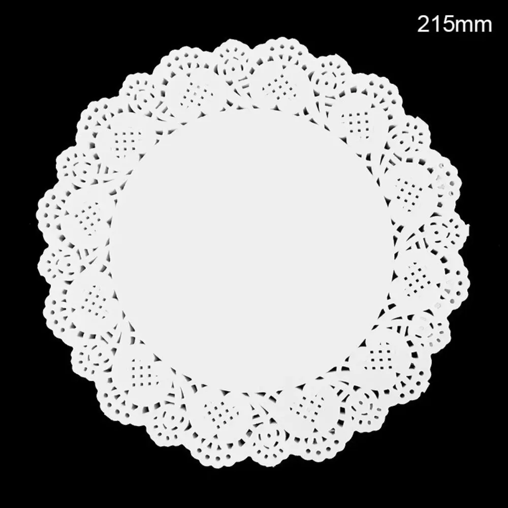 100PCS Round Shape Lace Paper Doilies Hollow Lace Flower Bottom Pattern Baking Paper Sheets Dessert Serving Cake Paper Doilies