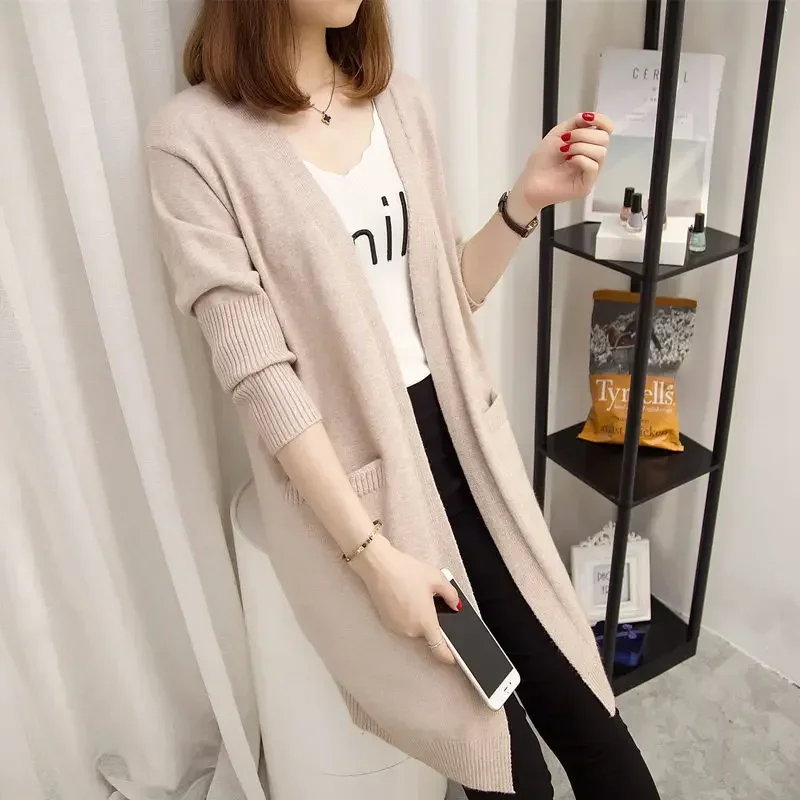 2018autumn winter new Korean long style knitted women sweater female loose shrug ladies fashion warm cardigan comfortable jumper