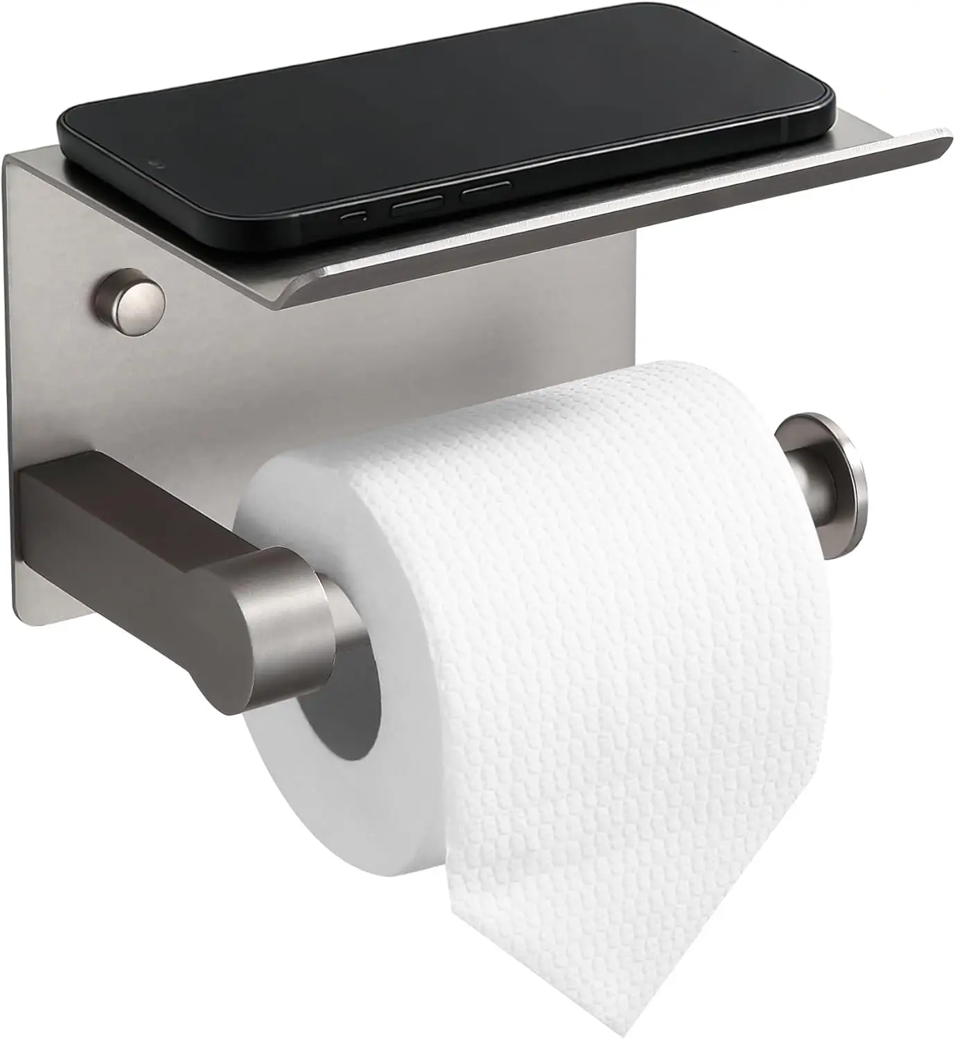 

Wall Mounted Toilet Paper Holder with Shelf, Brushed Nickel Bathroom Tissue Roll Holder for Storage