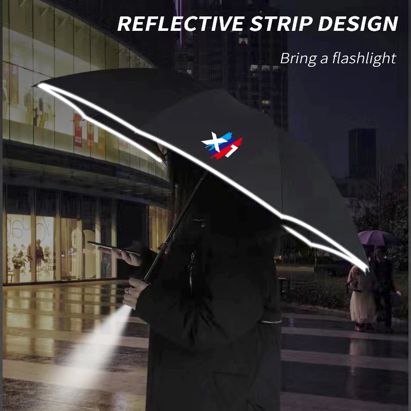 For BMW X1 E84 F48 F49 U11 Car Automatic Folding Windproof Sunshade Umbrella Car Led Light Automatic Reflective Stripe Umbrella