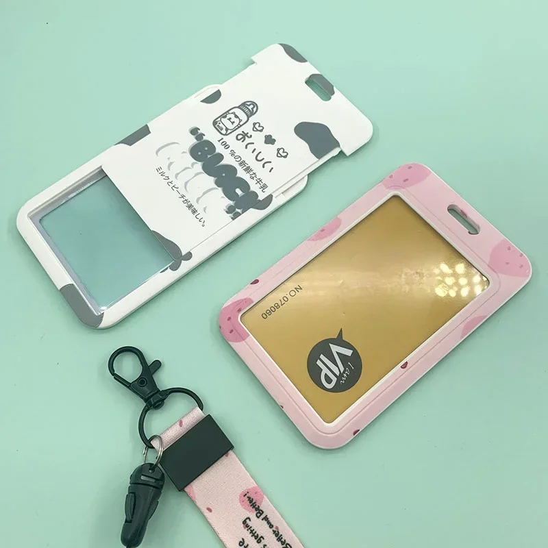 New Cute Fruit Lanyard Credit Card ID Holder Bag Cartoon Student Women Travel Bank Bus Business Card Cover Badge Wallet image 6