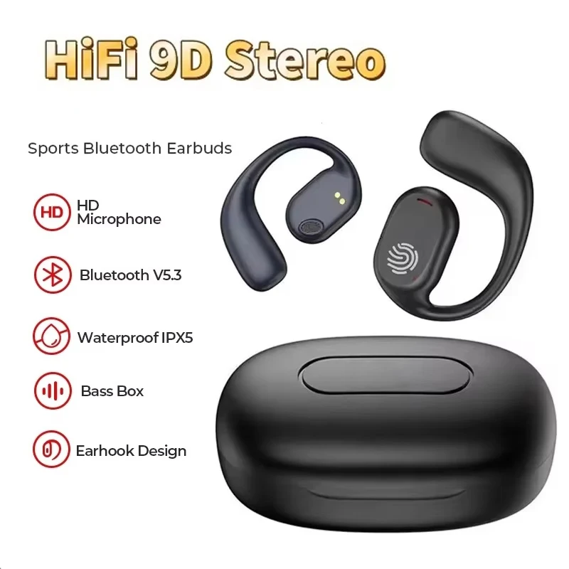 Xiaomi-Fones De Ouvido Sem Fio De Condução Óssea, Bluetooth 5.3, Fones De Ouvido Esportivos, HiFi, Estéreo 9D, Impermeável, Controle De Toque, Redução De Ruído