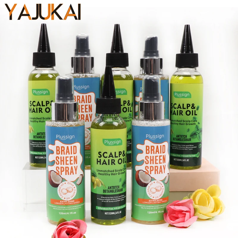 2Pcs Hair Oil For Dry Scalp Extra Shine Braid Sheen Spray With Olive Oil For Black Hair Styles Black Hair Care Spray Oil Sets