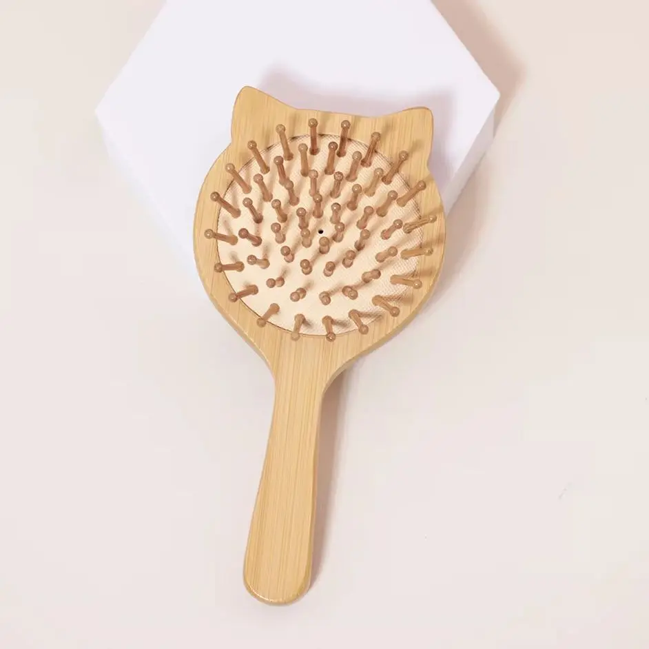 

1pc hair professional air cushion comb, small ear shaped design, wooden handle air cushion comb, special for real hair wigs