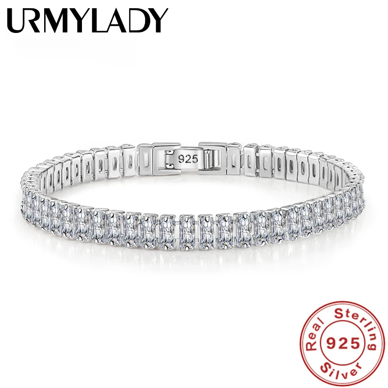 luxury designer 925 Sterling Silver fine Crystal Bracelet For Women fashion Jewelry Engagement Wedding Glamour Jewelry 18CM