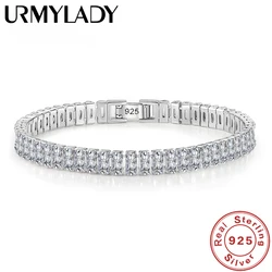 luxury designer 925 Sterling Silver fine Crystal Bracelet For Women fashion Jewelry Engagement Wedding Glamour Jewelry 18CM