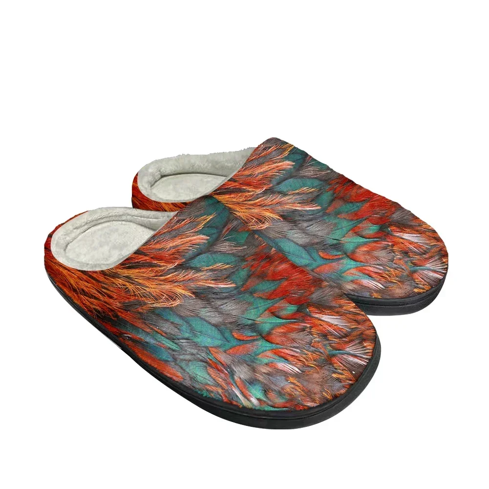 Colorful Bird Feathe Fashion Cotton Custom Slippers Mens Womens Sandals Plush Casual Keep Warm Shoes Thermal Comfortable Slipper