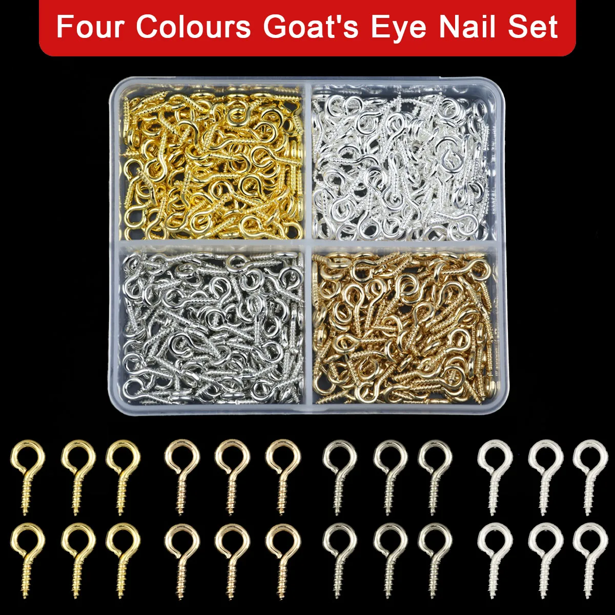 Four Colours Goat's Eye Threaded Nail Set Loose For Beads Charms Pendants DIY Jewelry Findings Accessories 400pcs/lot 5x10mm