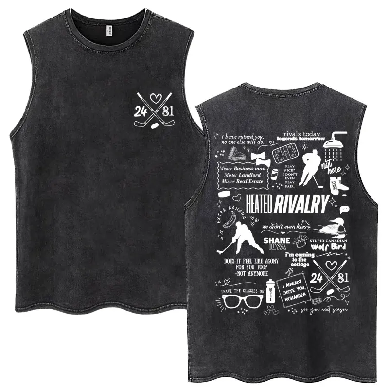 Washed Shane Hollander‌ 24 Ilya Rozanov 81 Tank Tops Heated Rivalry Vintage Sleeveless T Shirt Men Women Oversized Cotton Vests