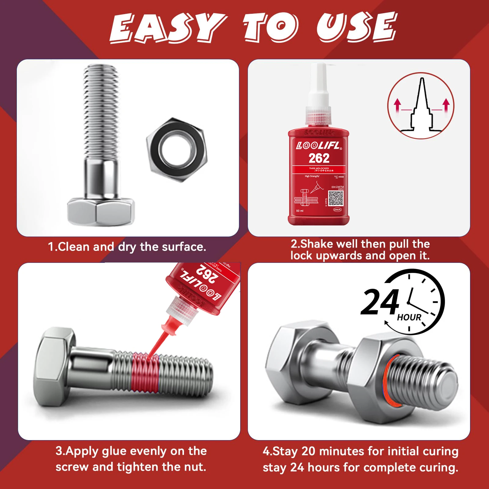 50ml 262 Screw Lock Threadlocker Quickly Cured Thread Locking Agent Anaerobic Adhesive Corrosion-Resistant Anti-Loosening Glue - Image 5