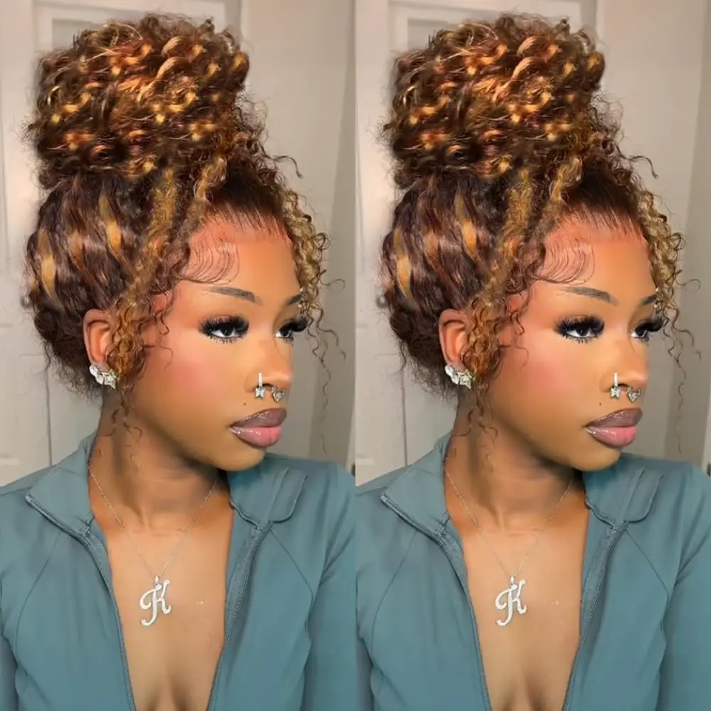 

Highlight P4/27 Deep Wave Lace Front Wigs Human Hair Pre Plucked For Women 30 Inch 360 Lace Front Wigs Human Hair Invisi Strap