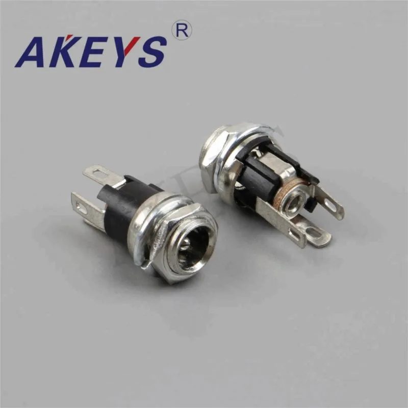 10 PCS DC-025M 5.5-2.1MM metal round waterproof DC power jack DC audio jack with screw nut