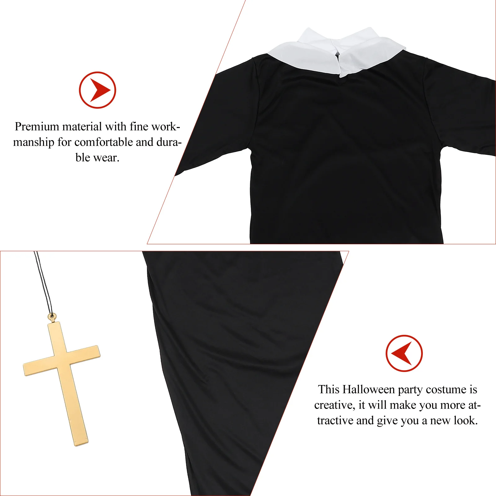 

1Set Halloween Nun Costume Fine Workmanship Durable Creative Adult Cosplay Party Props Halloween Theme Costume