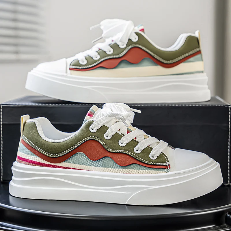 

Мужские красочные нескользящие универсальные легкие повседневные туфли без шнуровки на толстой подошве со шнуровкой