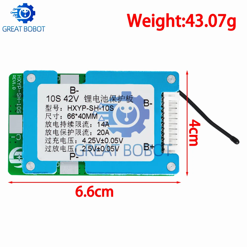 BS 10S 42V 15A BMS Polymer Cell 18650 Lithium Battery Protection Board With Balance Built-in Temperature Control