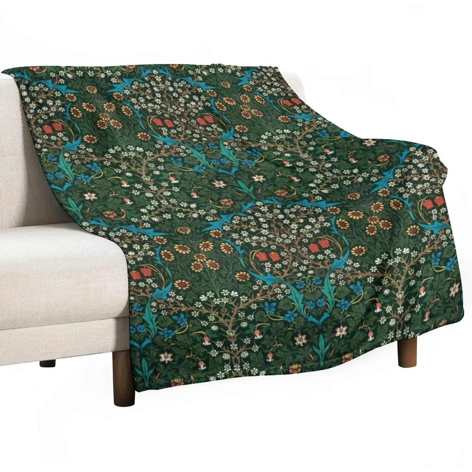 Blackthorn by William Morris, 1892 Throw Blanket Bed linens Summer Blanket