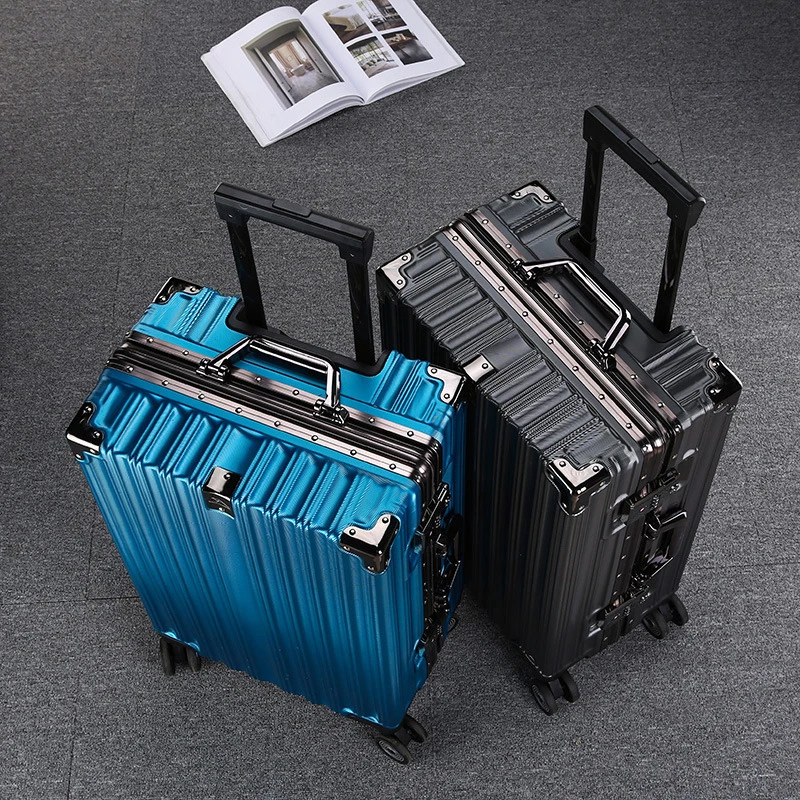 Wholesale Aluminum Frame Travel Trolley Luggage Large Capacity Retro 20 Inch Universal Wheels Boarding Suitcase Package Trunk