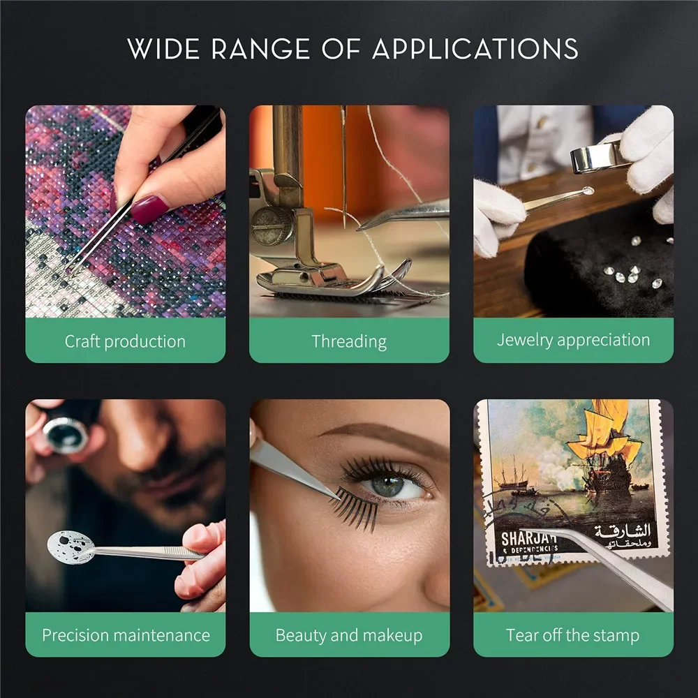 16CM Stainless Steel Jewelry Tweezers High Precision Slotted Buckle for DIY DiamondGem SettingSandblasting Craft ToolJeweler Use