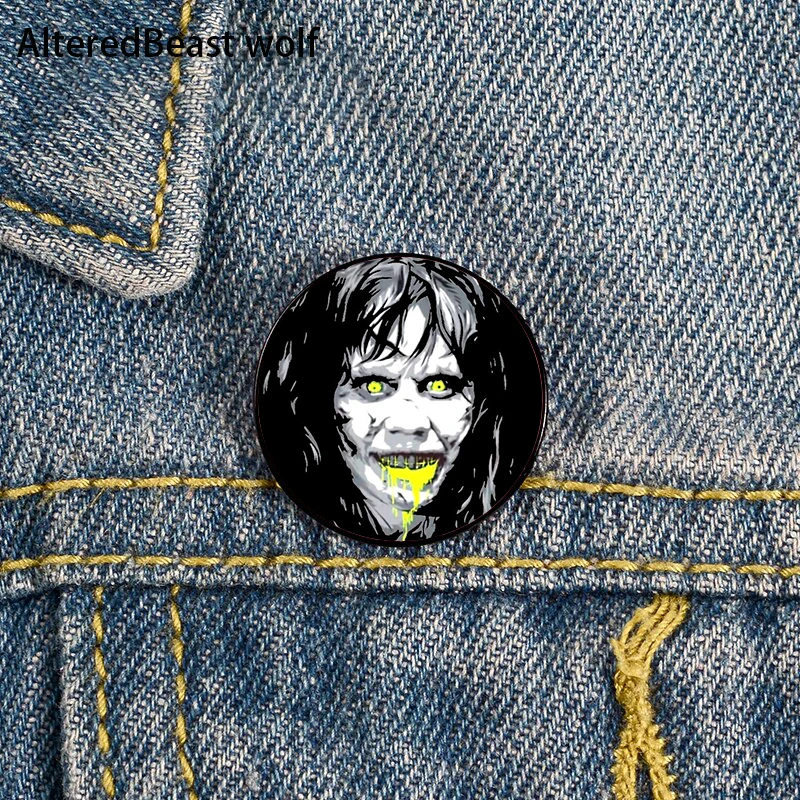 The exorcist scary Pin Custom cute Brooches Shirt Lapel teacher tote Bag backpacks Badge Cartoon gift brooches pins for women