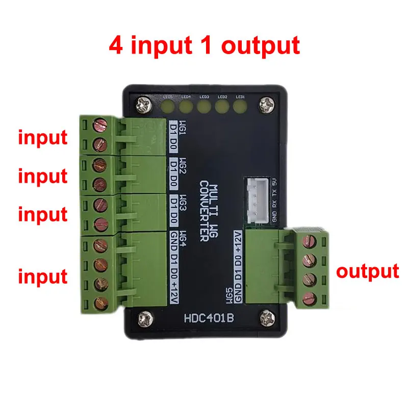 Multi Channel Wiegand Format Converter 4In 1out Or 1In 4out Auto Recognize WG26~WG80 Format Suit For Access Control System