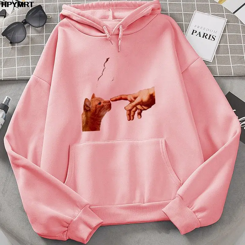 

Hoodies Sweatshirts Men Woman Fashion Kawaii Cat Printing Autumn Winter Pocket hoodie fleece Hip Hop Hoody Female Casual Tops