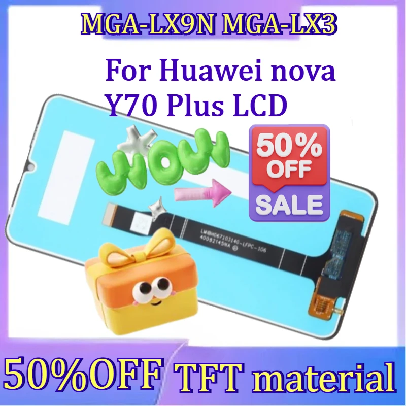 

For nova Y70 MGA-LX9N MGA-LX3 LCD NO Frame New TFT For Huawei nova Y70 Plus LCD MGA-LX9 Display Screen Touch Digitizer Assembly