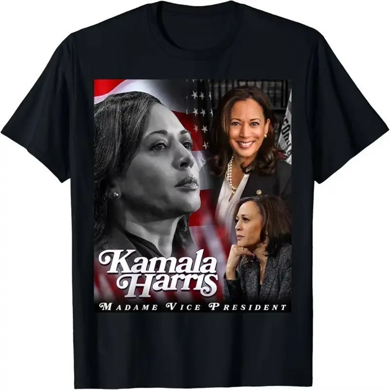 

2025 Summer Popular Kamala & Middot Harris 2025 Presidential Print Loose Pure Cotton Large Size Men's and Women's T-Shirt