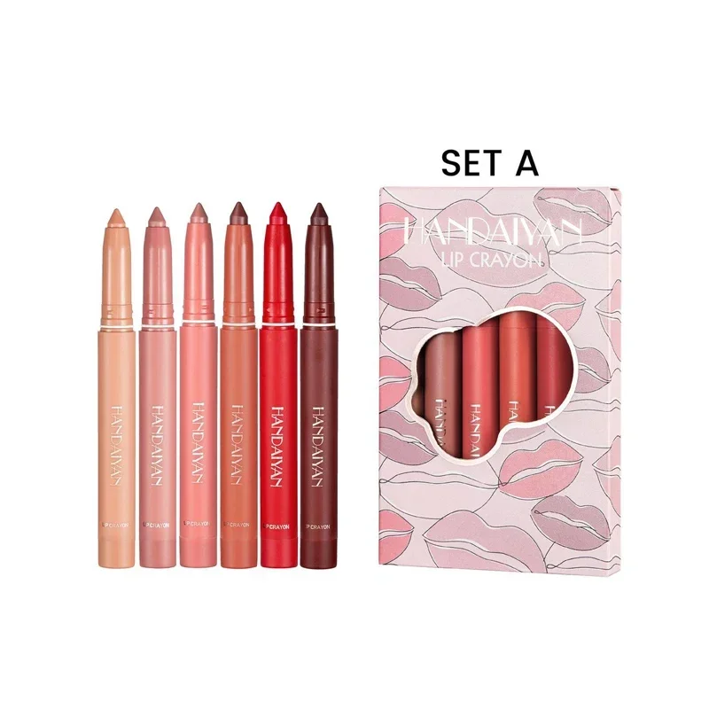 Set per trucco con penna per labbra opaca nuda Set per trucco Tazza antiaderente impermeabile Matita per rossetto naturale Cosmetici per il contorno delle labbra sexy a lunga durata