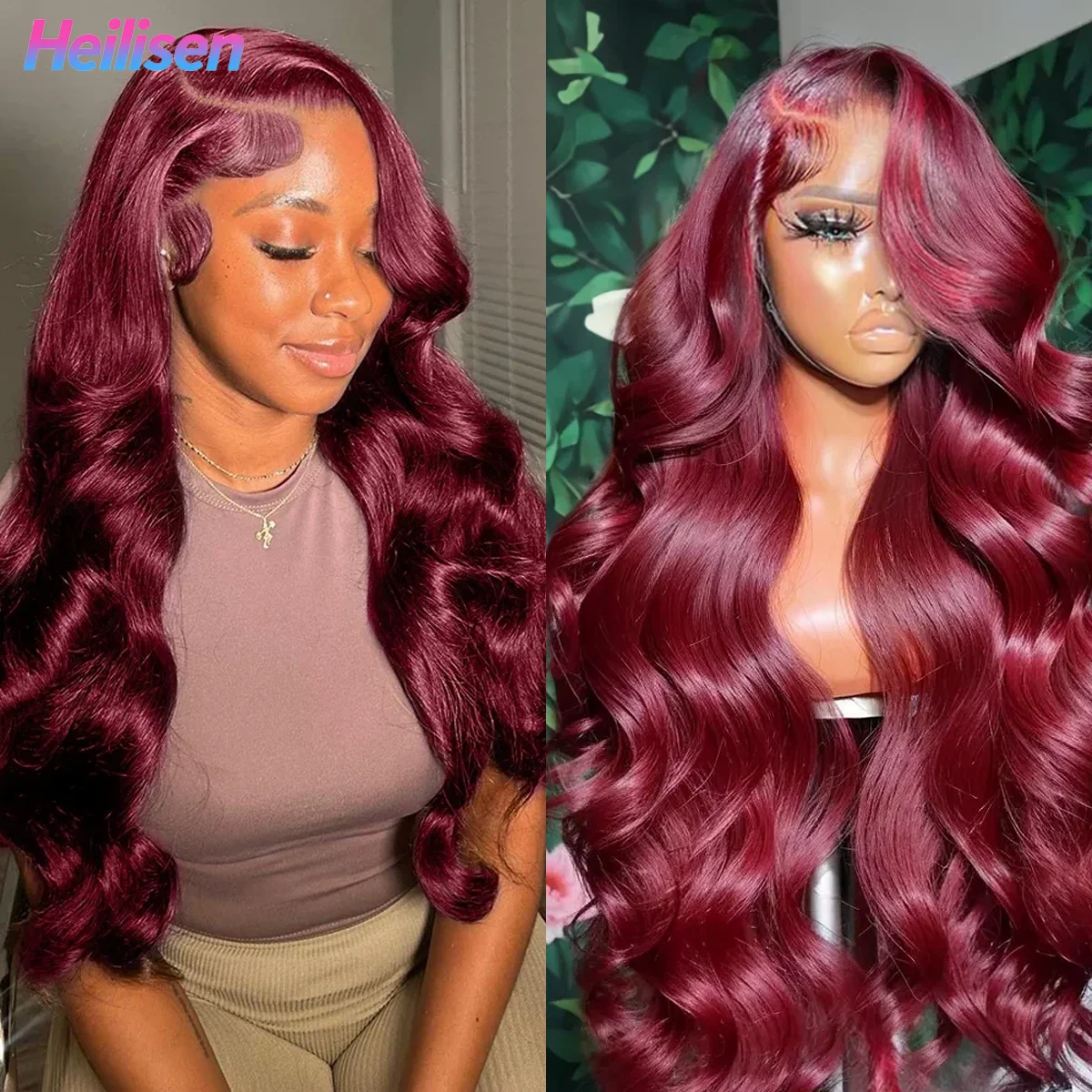 الجسم موجة 13x6 HD الدانتيل الشفاف الباروكة الأمامية 36 بوصة 220% الكثافة 99J بورجوندي ريال البرازيلي خصلات الشعر المستعار الإنسان للنساء