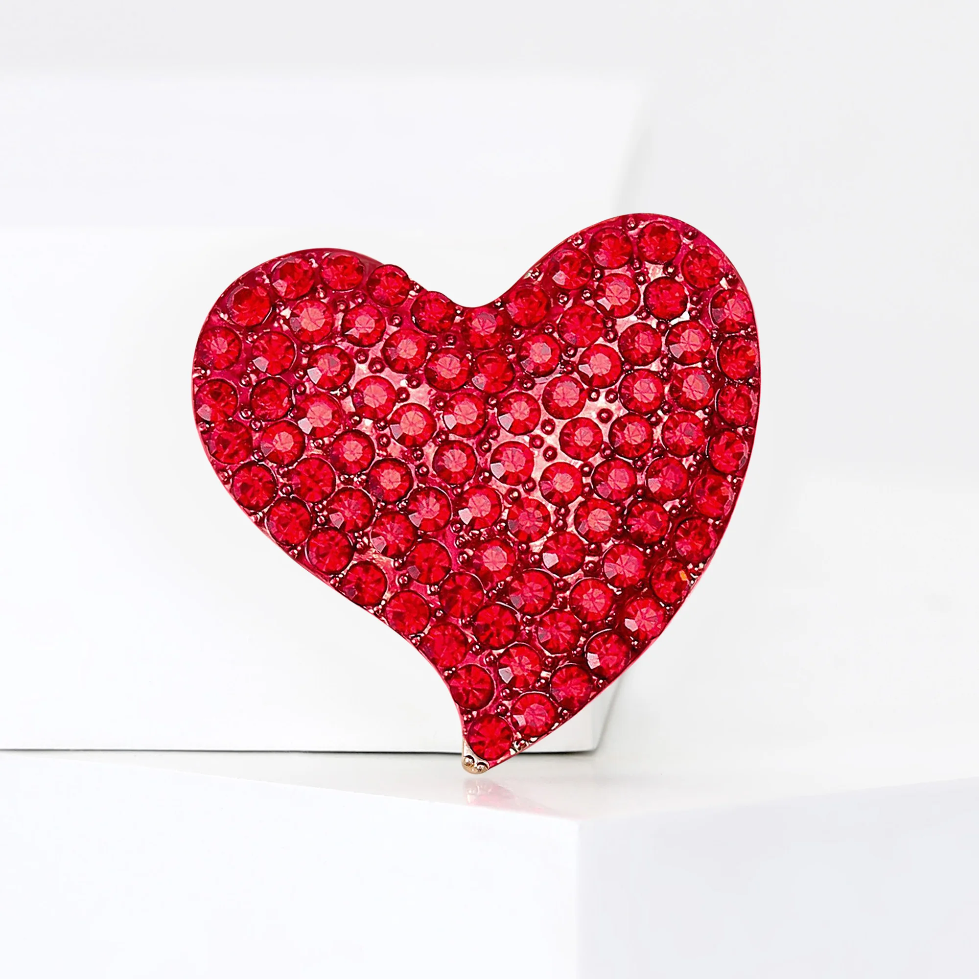Valentine\'s Day Rhinestone Small Love Pins for Women Unisex Pearl Heart Brooches Office Party Friend Gifts Jewelry Accessories