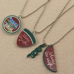 TV Twinkling Watermelon Cosplay Shining Watermelon Guitar Pick Props Choker Two-sided Pendant Necklace Jewelry Accessories 