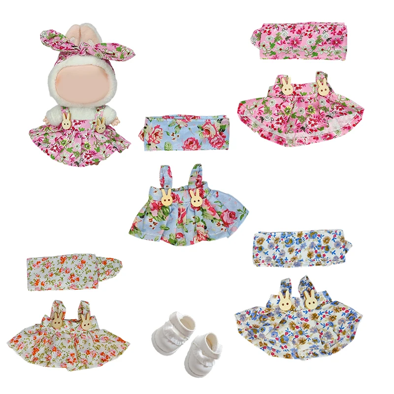 

For Labubu 15CM Doll - 6PCS Summer Clothes Set | DIY Cute Dress Up Outfit with Labubu Accessories