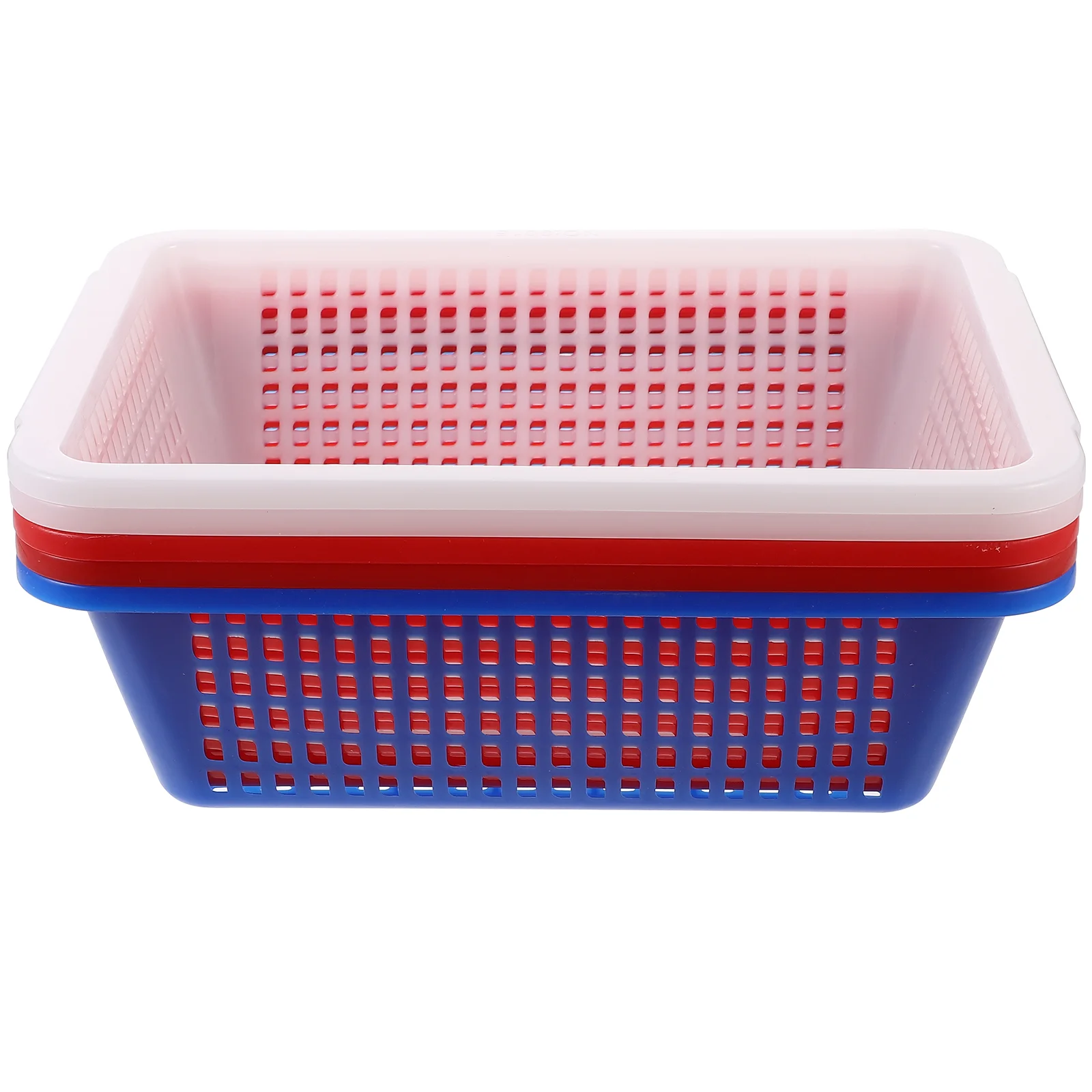 

5 Pcs Rectangular Colored Plastic Baskets 30x22x9cm Lightweight Thickened Drain Storage for Home Office Fruit Vegetable ganizing