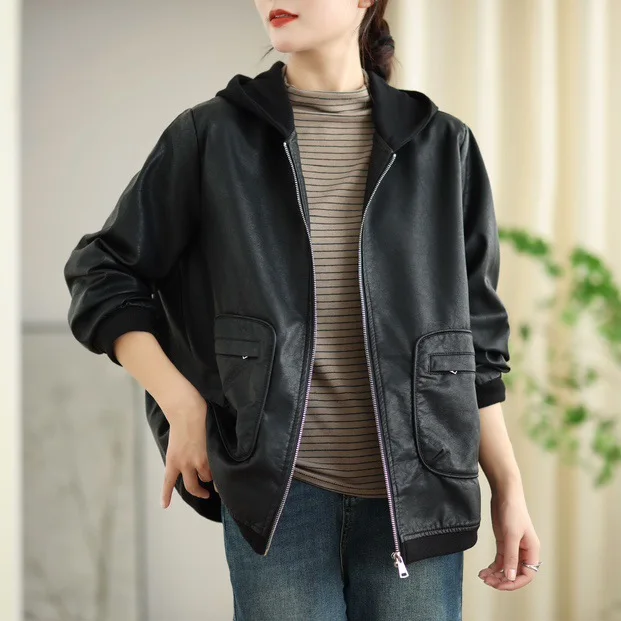 

2024 Woman Traf Zipper Quilted Casual Junior Pvc Faux Leather Women Winter Coats Real